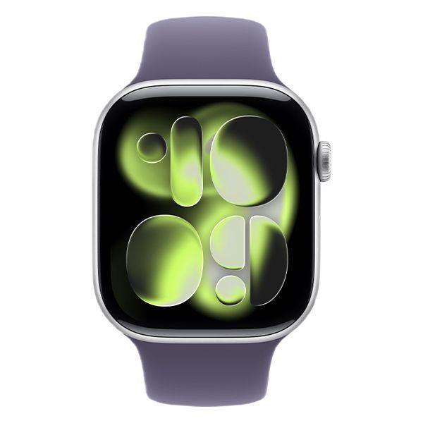 Apple Watch Series 11 46mm Aluminum Silver Case Purple Fog Sport Band S/M